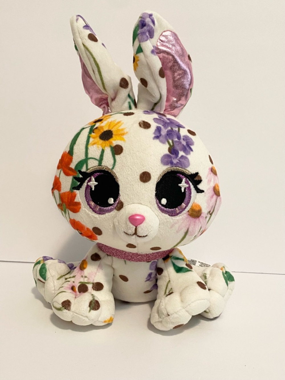 Gund P.Lushes Pets Flora Karrats Bunny Rabbit White Floral Soft Plush Toy 8”